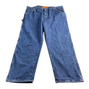 Wrangler Riggs‎ FR Jeans Men's 44x30 Straight Leg Carpenter Blue Denim Flame
